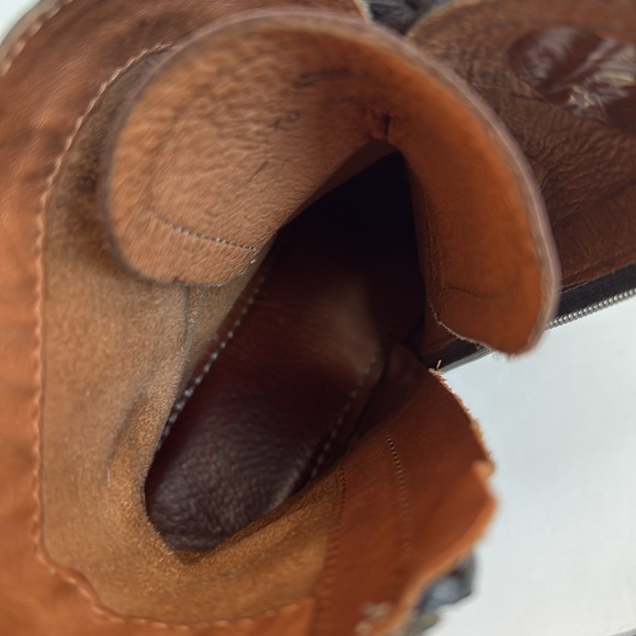 Pikolinos gray brown lace up side zip leather ankle boot stacked heel le mans - Picture 9 of 16